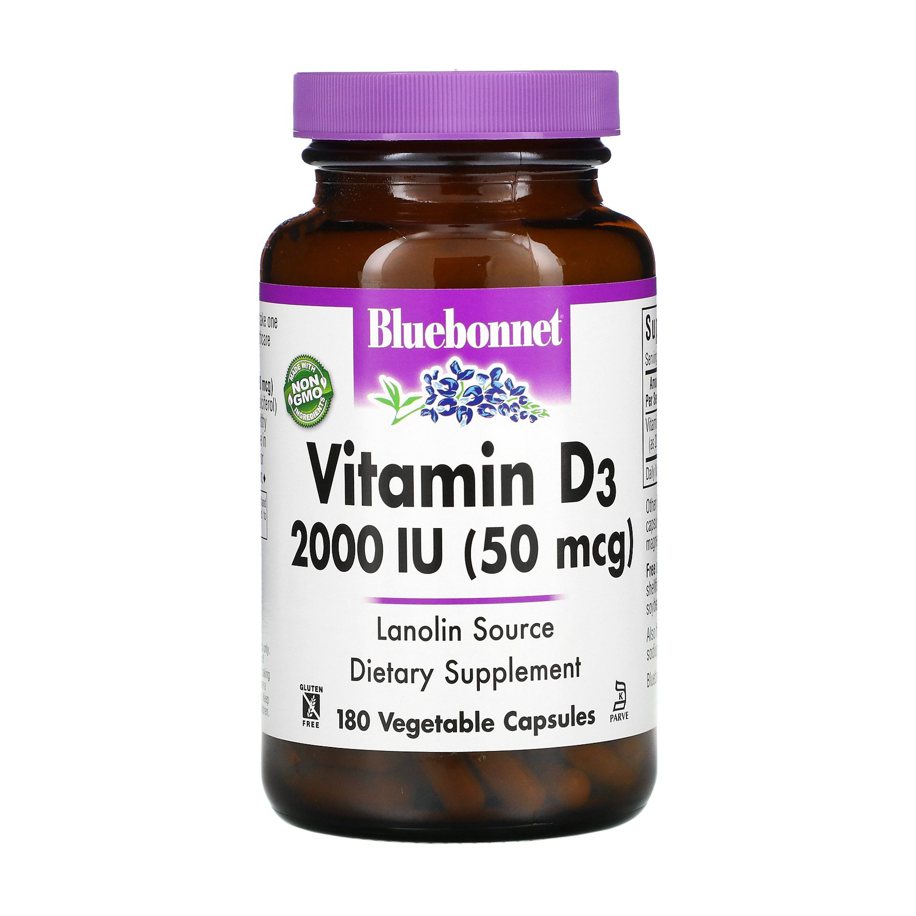 Вітамін Д3 Bluebonnet Nutrition Vitamin D3 2000 МО, 180 желатинових капсул